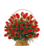 Basket of 100 or 101 red roses