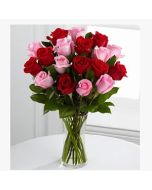 Pink and red roses in vase 35 Flowers