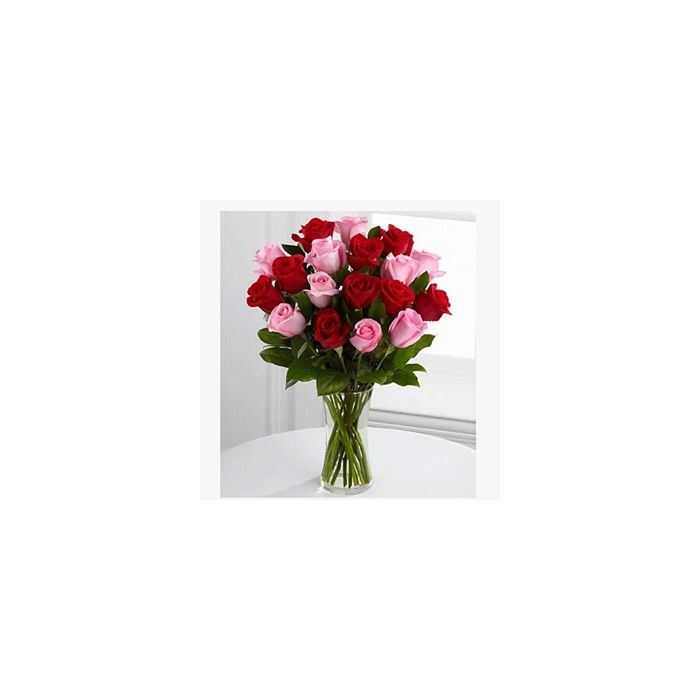 Pink and red roses in vase 35 Flowers